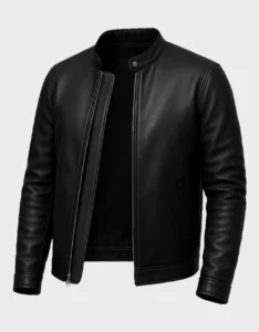 Owen Men's Black Real Leather Cafe Racer Jacket