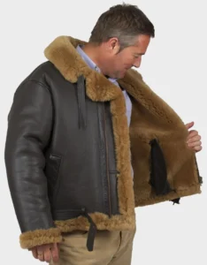 Men's Finest Sheepskin Flying Jacket - WWII Air Force Pilot - Brown Wool