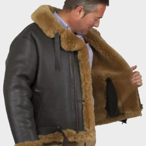 Men's Finest Sheepskin Flying Jacket - WWII Air Force Pilot - Brown Wool
