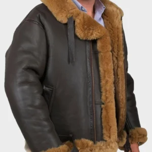 Men's Finest Sheepskin Flying Jacket - WWII Air Force Pilot - Brown Wool