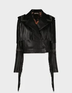 Fringed Cropped Leather Jacket | The Fitted Jackets