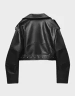 Faux Leather Crop Biker Jacket - Image 2