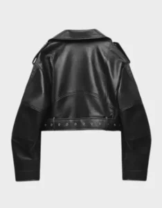 Faux Leather Crop Biker Jacket - Image 2