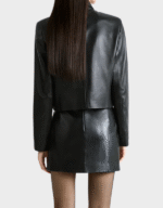 Nour Hammour Black Bleeker Cropped Leather Jacket - Image 3