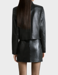 Nour Hammour Black Bleeker Cropped Leather Jacket - Image 3