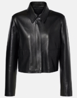 Nour Hammour Black Bleeker Cropped Leather Jacket | The Fitted Jackets