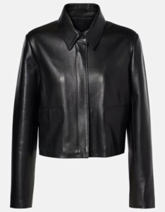 Nour Hammour Black Bleeker Cropped Leather Jacket | The Fitted Jackets