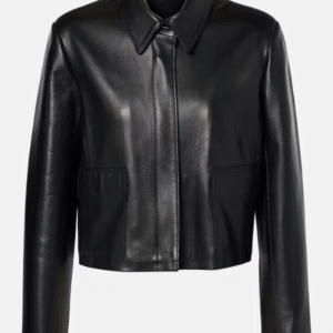 Nour Hammour Black Bleeker Cropped Leather Jacket | The Fitted Jackets