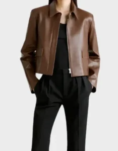Nour Hammour Bleeker Cropped Leather Jacket - Image 2