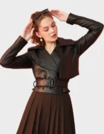 Nour Hammour Hatti Cropped Leather Jacket - Image 3