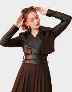 Nour Hammour Hatti Cropped Leather Jacket - Image 3