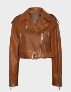 Women Leather Brown Cropped Jacket | The Fitted Jackets