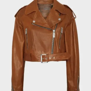 Women Leather Brown Cropped Jacket | The Fitted Jackets