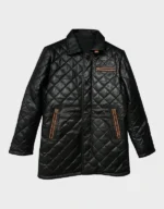 Black Sheepskin Leather Winter Coat for Men