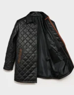 Black Sheepskin Leather Winter Coat for Men