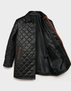 Black Sheepskin Leather Winter Coat for Men