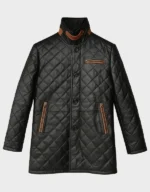 Black Sheepskin Leather Winter Coat for Men