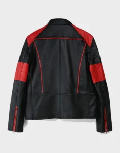 Men’s Leather Biker Jacket in Black and Red