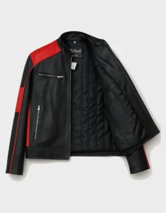 Men’s Leather Biker Jacket in Black and Red