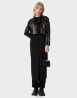 Cropped Embellished Leather Biker Jacket - Image 2