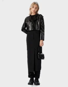Cropped Embellished Leather Biker Jacket - Image 2