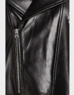 Cropped Embellished Leather Biker Jacket - Image 4