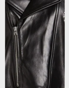 Cropped Embellished Leather Biker Jacket - Image 4