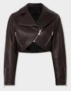 ALAÏA Brown Cropped Biker Jacket