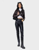 ALAÏA Brown Cropped Biker Jacket - Image 2