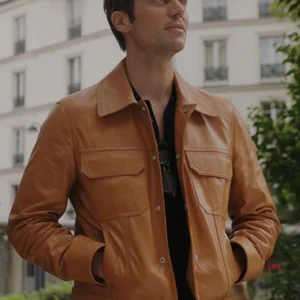 Lucas Bravo Emily In Paris Leather Jacket
