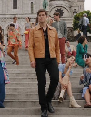 Lucas Bravo Emily In Paris Leather Jacket