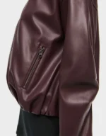Women's Bubble Hem Vegan Leather Bomber Jacket