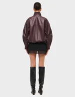 Women's Bubble Hem Vegan Leather Bomber Jacket