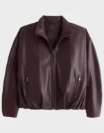 Women's Bubble Hem Vegan Leather Bomber Jacket
