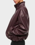 Women's Bubble Hem Vegan Leather Bomber Jacket