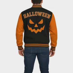 Black Halloween Varsity Jacket | Jack-O'-Lantern Bomber | The Fitted Jackets