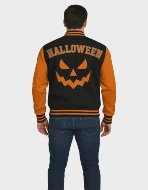 Black Halloween Varsity Jacket | Jack-O'-Lantern Bomber | The Fitted Jackets