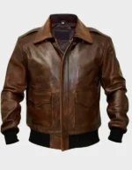 Men’s Air Force A2 Flight Brown Bomber Leather Jacket