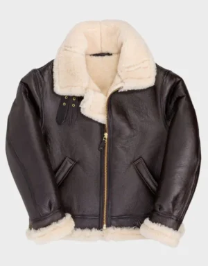 Mens B-3 Hooded Sheepskin Bomber Jacket | WWII Aviator Shearling Flight Jacket