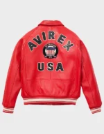 Men’s Avirex Icon Red Bomber Leather Jacket | The Fitted Jackets