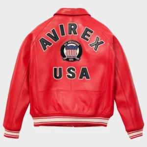 Men’s Avirex Icon Red Bomber Leather Jacket | The Fitted Jackets