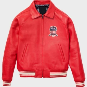 Men’s Avirex Icon Red Bomber Leather Jacket | The Fitted Jackets