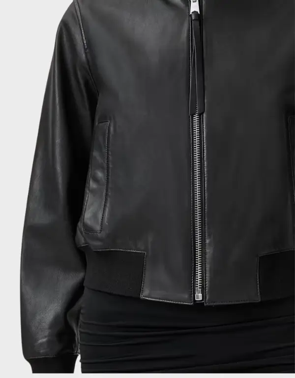 ALL SAINTS Orten Leather Bomber Jacket Black