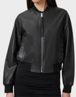 All Saints Style Orten Leather Bomber Jacket Black By Fitted Jackets - Image 3