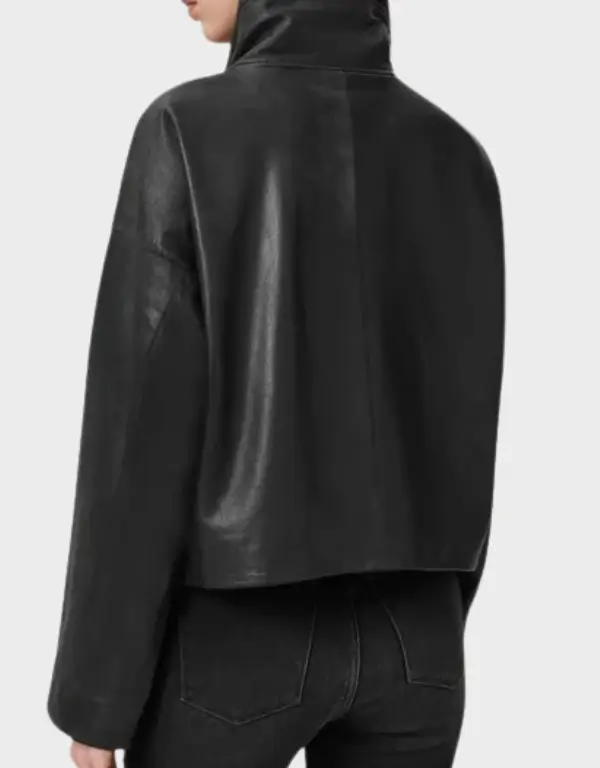 Allsaints Ryder Funnel Neck Women’s Black Biker Leather Jacket