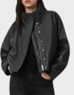 Allsaints Ryder Funnel Neck Women’s Black Biker Leather Jacket
