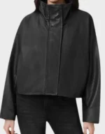 Allsaints Ryder Funnel Neck Women’s Black Biker Leather Jacket