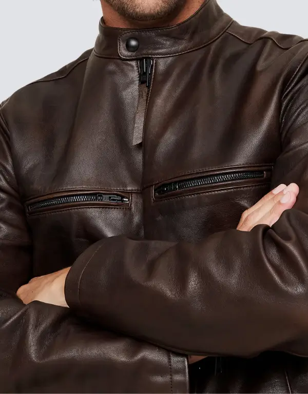 Banana Republic Men's Brown Leather Biker Jacket
