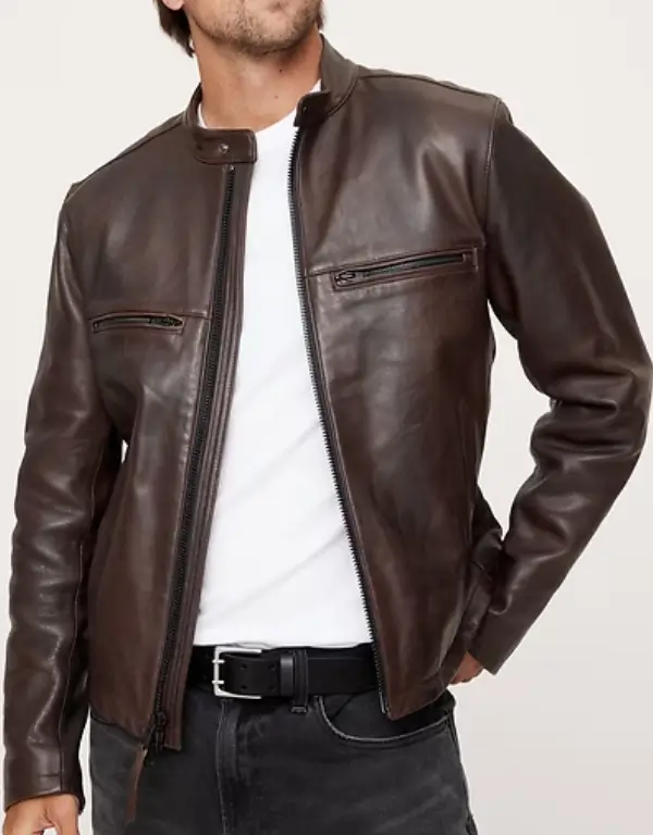 Banana Republic Men's Brown Leather Biker Jacket