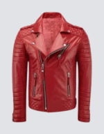 Men's Quilted Red Leather Jacket